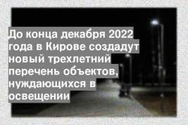 До конца декабря 2022 года в Кирове создадут новый трехлетний перечень объектов, нуждающихся в освещении
