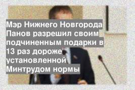 Мэр Нижнего Новгорода Панов разрешил своим подчиненным подарки в 13 раз дороже установленной Минтрудом нормы