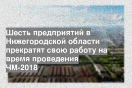 Шесть предприятий в Нижегородской области прекратят свою работу на время проведения ЧМ-2018