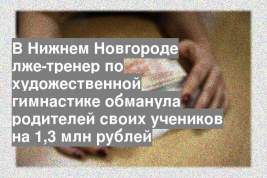 В Нижнем Новгороде лже-тренер по художественной гимнастике обманула родителей своих учеников на 1,3 млн рублей