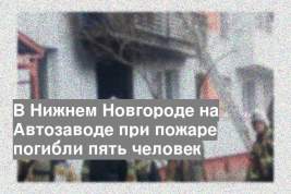В Нижнем Новгороде на Автозаводе при пожаре погибли пять человек