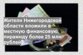 Жители Нижегородской области вложили в местную финансовую пирамиду более 25 млн рублей