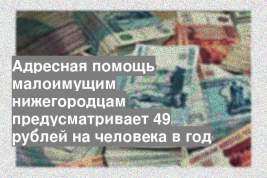 Адресная помощь малоимущим нижегородцам предусматривает 49 рублей на человека в год