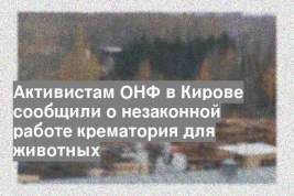Активистам ОНФ в Кирове сообщили о незаконной работе крематория для животных