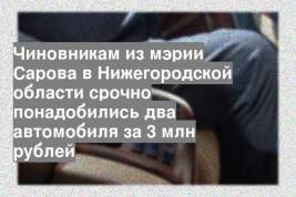 Чиновникам из мэрии Сарова в Нижегородской области срочно понадобились два автомобиля за 3 млн рублей