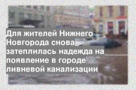 Для жителей Нижнего Новгорода снова затеплилась надежда на появление в городе ливневой канализации