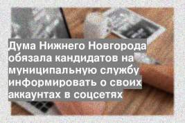 Дума Нижнего Новгорода обязала кандидатов на муниципальную службу информировать о своих аккаунтах в соцсетях