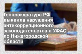 Генпрокуратура РФ выявила нарушения антикоррупционного законодательства в УФАС по Нижегородской области