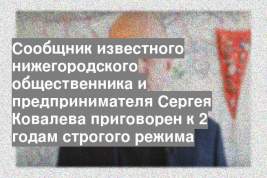 Сообщник известного нижегородского общественника и предпринимателя Сергея Ковалева приговорен к 2 годам строгого режима