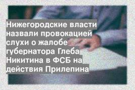 Нижегородские власти назвали провокацией слухи о жалобе губернатора Глеба Никитина в ФСБ на действия Прилепина