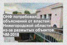 ОНФ потребовал объяснений от властей Нижегородской области из-за размытых объектов ЧМ-2018