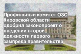 Профильный комитет ОЗС Кировской области одобрил законопроект о введении второй должности первого зампреда правительства