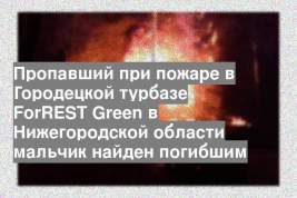 Пропавший при пожаре в Городецкой турбазе ForREST Green в Нижегородской области мальчик найден погибшим
