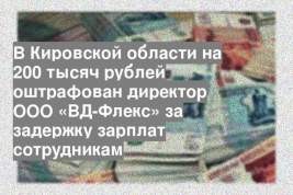 В Кировской области на 200 тысяч рублей оштрафован директор ООО «ВД-Флекс» за задержку зарплат сотрудникам