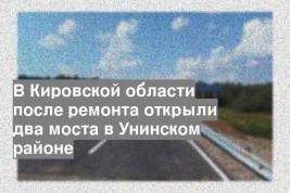 В Кировской области после ремонта открыли два моста в Унинском районе