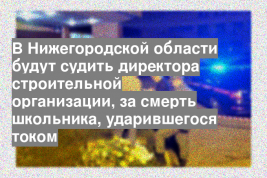 В Нижегородской области будут судить директора строительной организации, за смерть школьника, ударившегося током