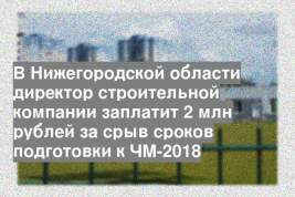 В Нижегородской области директор строительной компании заплатит 2 млн рублей за срыв сроков подготовки к ЧМ-2018