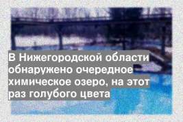 В Нижегородской области обнаружено очередное химическое озеро, на этот раз голубого цвета