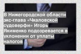 В Нижегородской области экс-глава «Чкаловской судоверфи» Игорь Якименко подозревается в уклонении от уплаты налогов