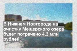 В Нижнем Новгороде на очистку Мещерского озера будет потрачено 4,3 млн рублей