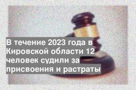 В течение 2023 года в Кировской области 12 человек судили за присвоения и растраты