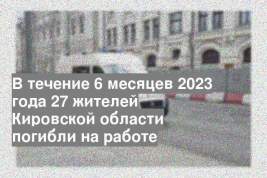 В течение 6 месяцев 2023 года 27 жителей Кировской области погибли на работе